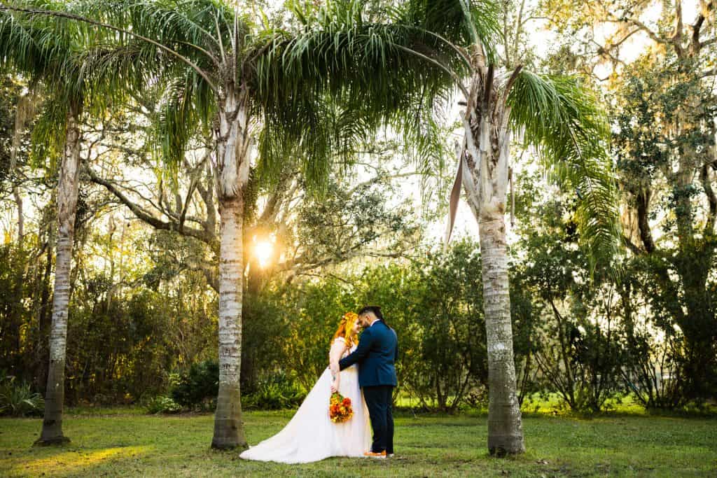 Bride and groom embrace each other after their first look during their wedding day.